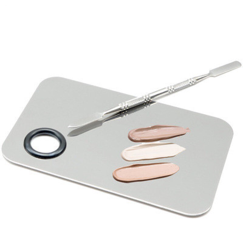 Stainless Steel Makeup Mixer Nail Polish Mixing Plate Foundation Eyeshadow Mixer Eyeshadow Palette with Spatula Rod