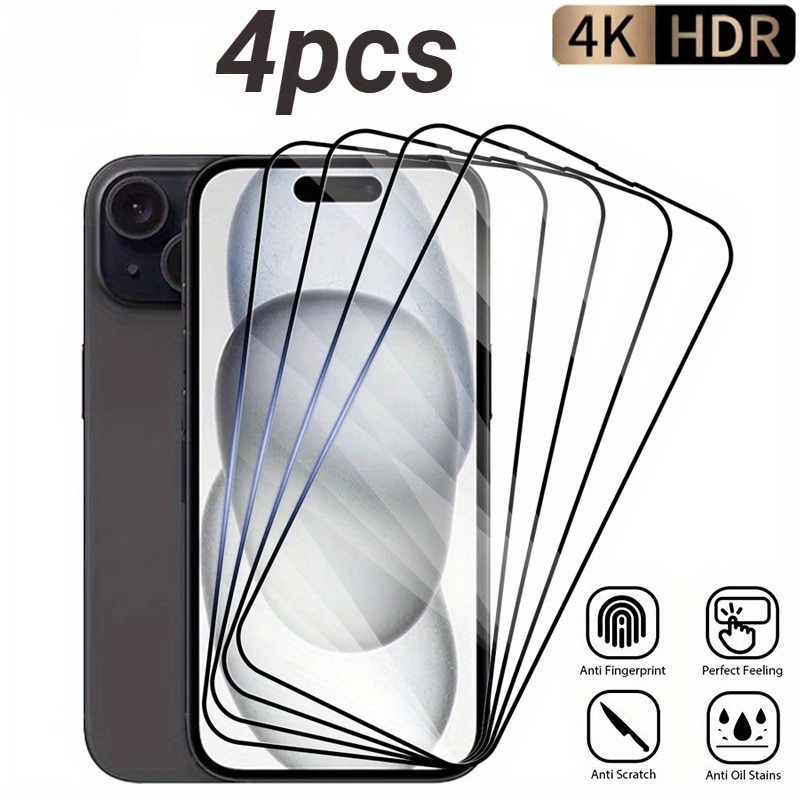 4 st. härdat glas skärmskydd för iphone 17 16 15 14 13 12 11 pro max skyddsglas för iphone 13 12 mini 16e air glas