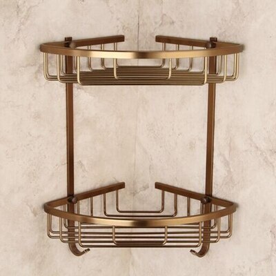 Bath Corner Shelf Antique Bronze Bathroom Shower Shelf Shampoo Holder Shelves Storage Shelf Rack Bathroom Basket Holder EF2301: 2 Level D