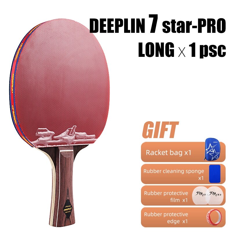 Racchetta da Ping Pong originale 6 7 stelle PRO struttura in carbonio brufoli in gomma/giocatori avanzati racchetta da Ping Pong professionale: 7 star PRO 1 long