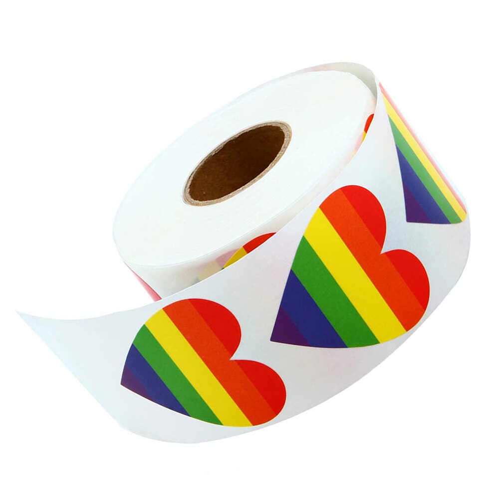 Autocollants pour Gay Pride, étiquette arc-en-ciel, amour, cœur, pâtisserie, 1 pouce, 50 à 500 pièces: QY860-50pcs
