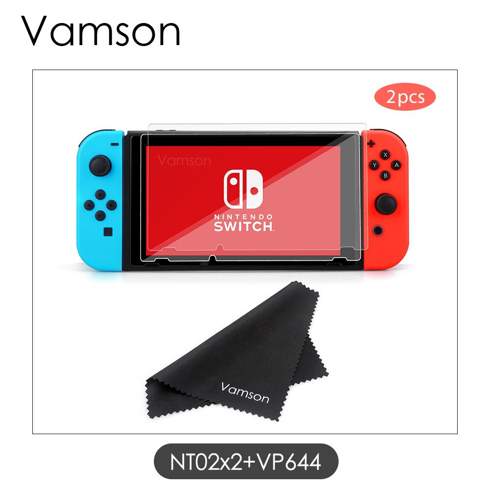 Vamson für Schalter Zubehör 1-3Stck Schutz Glas für Nintendo Swich Gehärtetem Bildschirm Schutz mit Reinigungs Tuch NT02: NT02x2-VP644