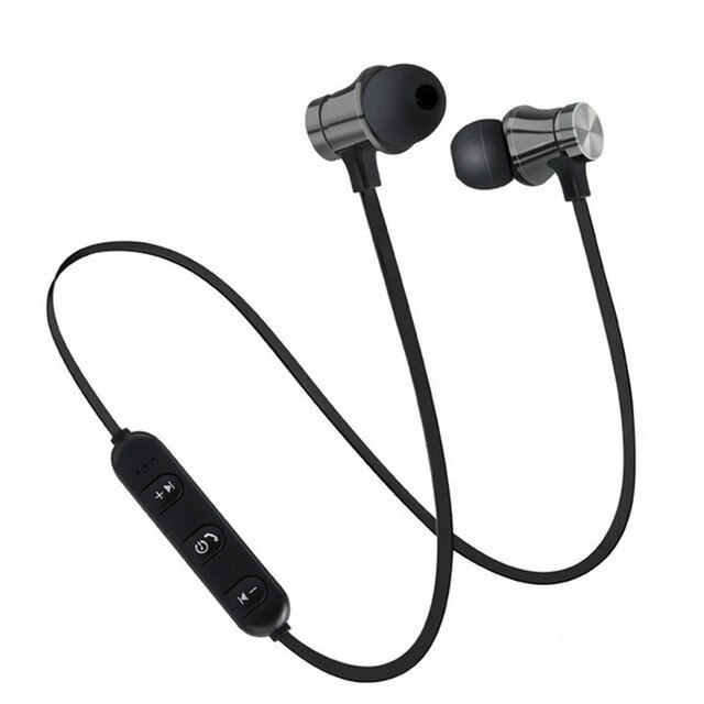 Draadloze Magnetische Bluetooth 4.2 Headset Sport Oordopjes Headset Met Microfoon Voor Iphone Samsung Huawei: Black