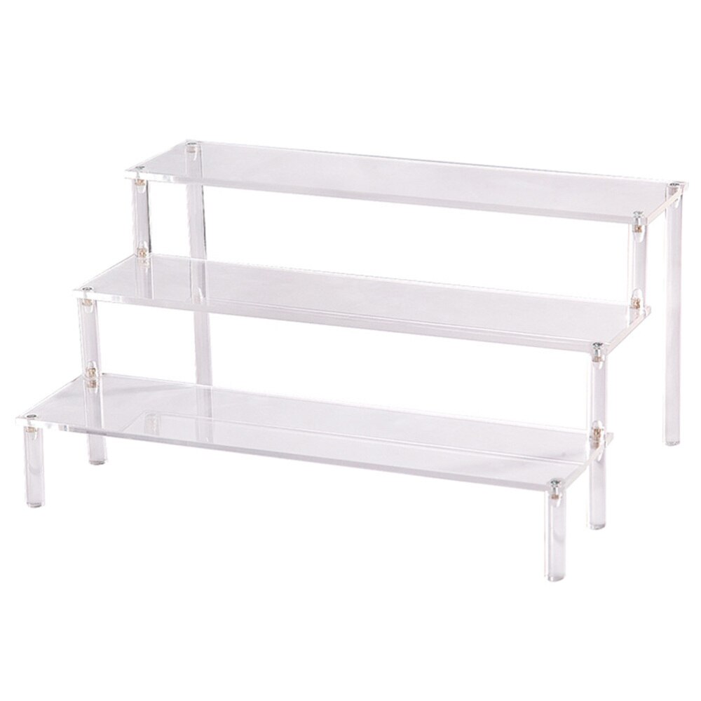 Estante de almacenamiento de acrílico de 3 capas, soporte de vitrina escalonado, organizador de escritorio para modelo (20cm): Default Title