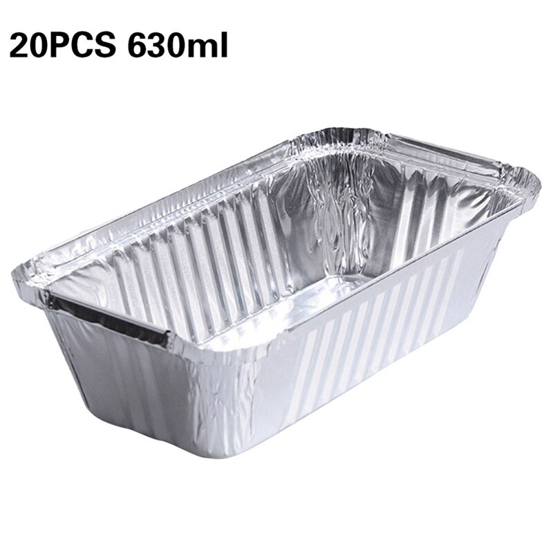 20 stk aluminiumsfolie brødbakker rektangulær engangs toastbakke bagning grill kageform 630ml engangsforme: Default Title
