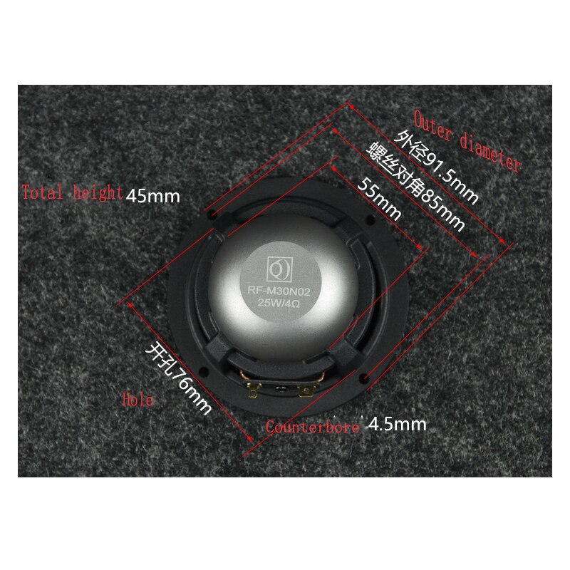 RF-M30N02 4 Ohm 3-inch Fever Midrange Speaker Car Three-way Household 3-way Speaker High Sensitivity Neodymium Magnet
