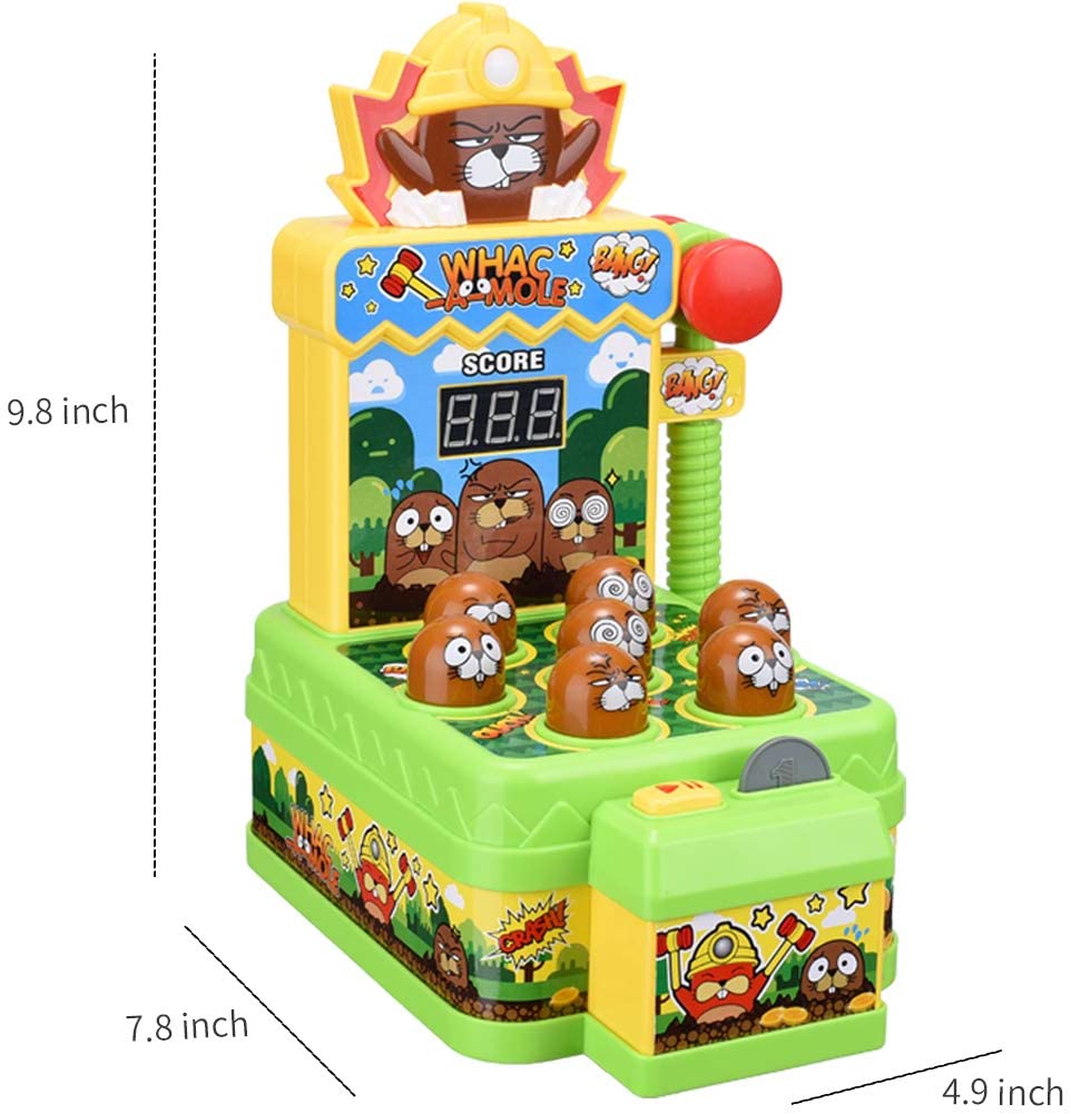 Whac-A-Mole Toy with Soft Hammer Sound Light Mini Electronic Arcade Game Pounding Bench Game Interactive Toys for Kids