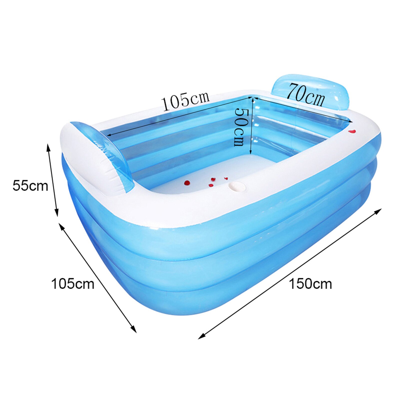 Opblaasbare Dubbele Bad 3 Lagen Verdikte Pvc Zwembad Warm Bad Emmer Baby Wassen Bad Wastafel Zomer Zwembad: 150x105x55cm