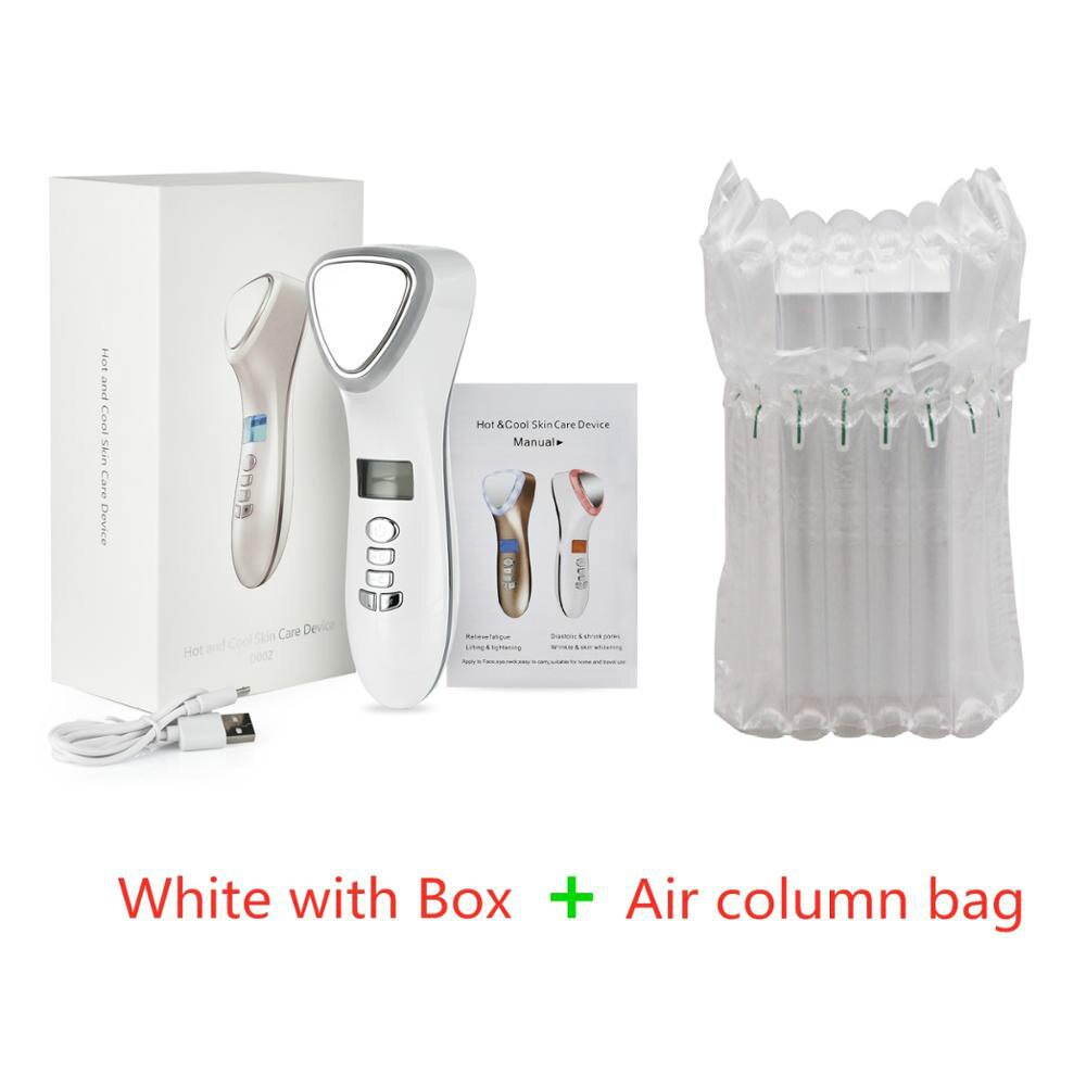 Beauty Instrument LED Cold Skin Care Device Massager Ultrasonic Cryotherapy Facial Vibration Red Blue Light Ion Massager: Clear