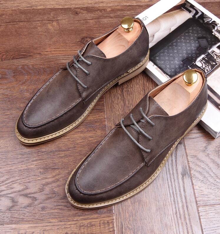 Jack Willden Mode Italiaanse Stijl mannen Jurk Lederen Schoenen Lace-Up Puntschoen Zaken Wedding Formele Flats EU maat 38-43: Grijs / 7
