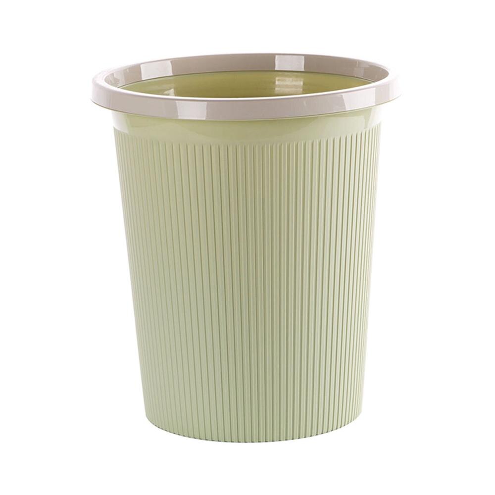 Trash Can Waste Bins with Clamping Ring Kitchen Bedroom Lidless Plastic Paper Basket Kitchen Rubbish Garbage Can Dustbin: L Green