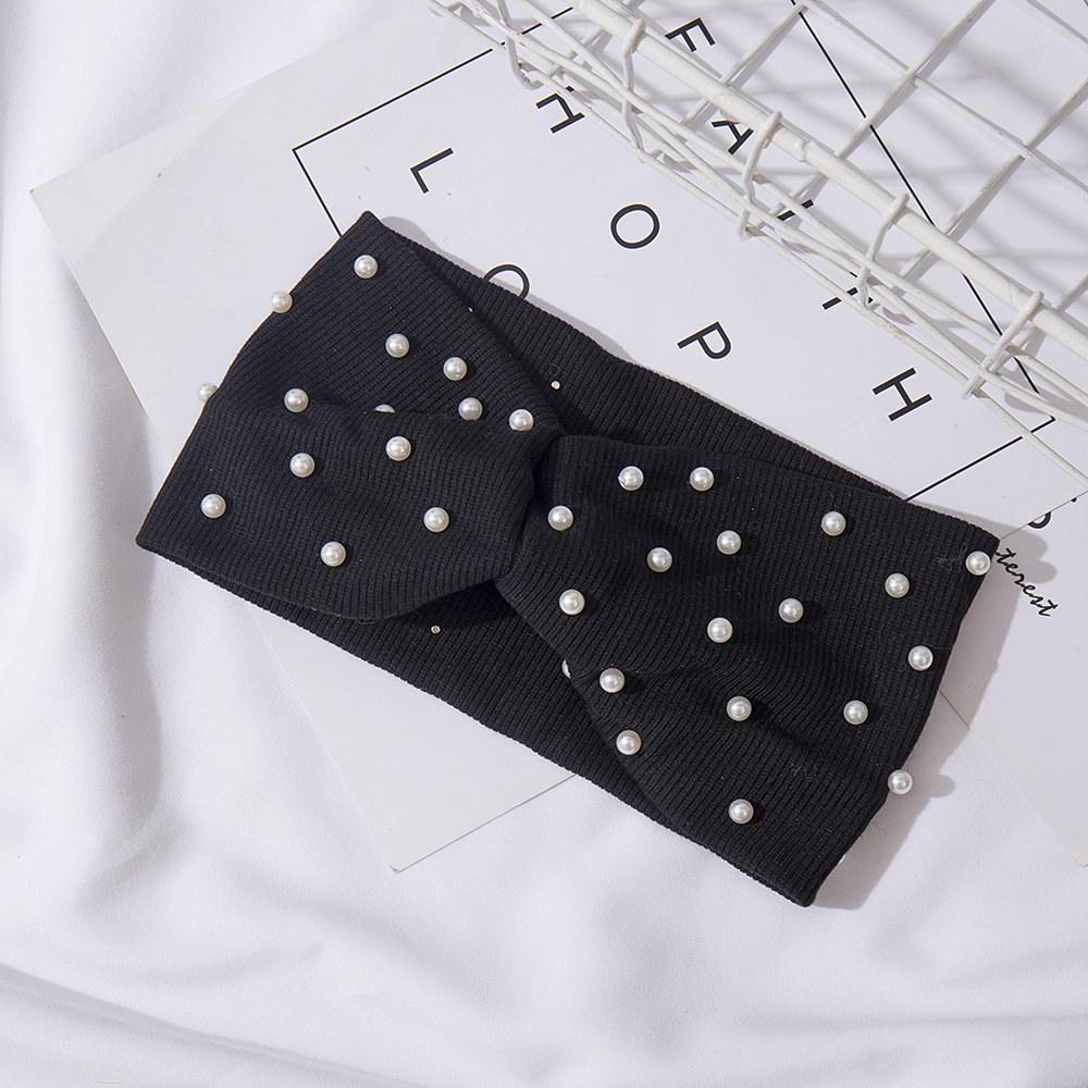 Bandeaux élastiques avec nœud pour femmes, bandeaux avec perles, turban, bandana, coiffure chaude, accessoires pour cheveux, sauna, automne, hiver: Rouge