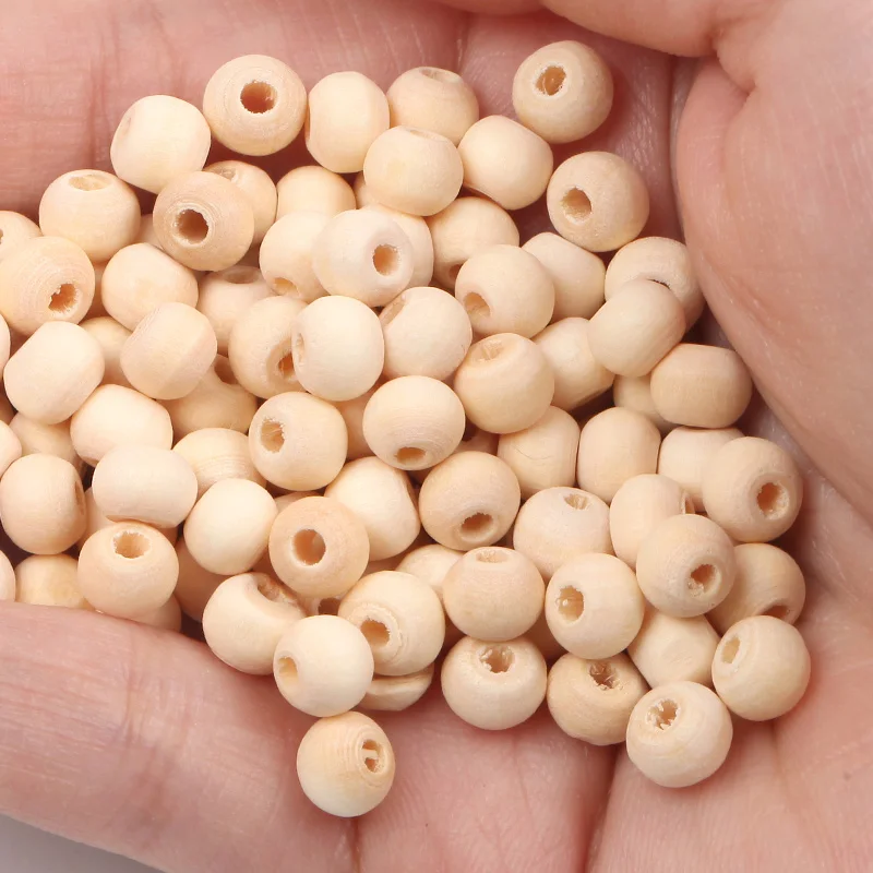 2-500 pièces perles en bois naturel avec trous 4-30mm entretoise ronde boule de perle en bois breloque de perle en bois en vrac pour bricolage accessoires faits à la main