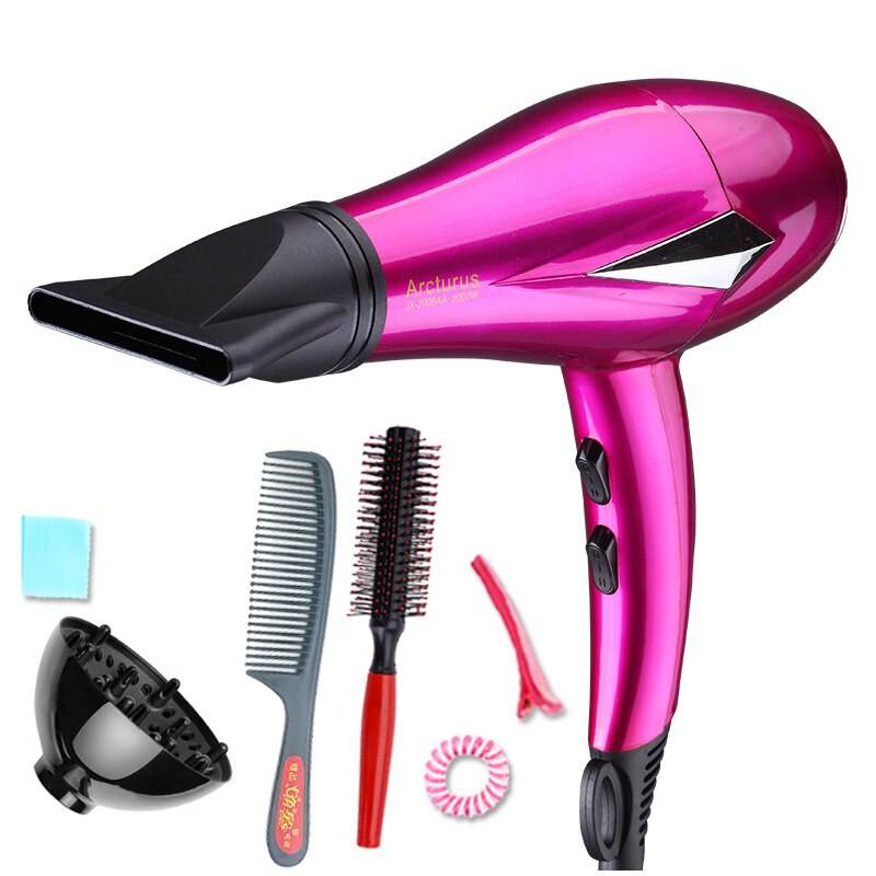 Föhn met laag geluidsniveau, snelle föhn, cool shot-knop, ionische föhn met concentratormondstuk, cola rood, jx -2258t