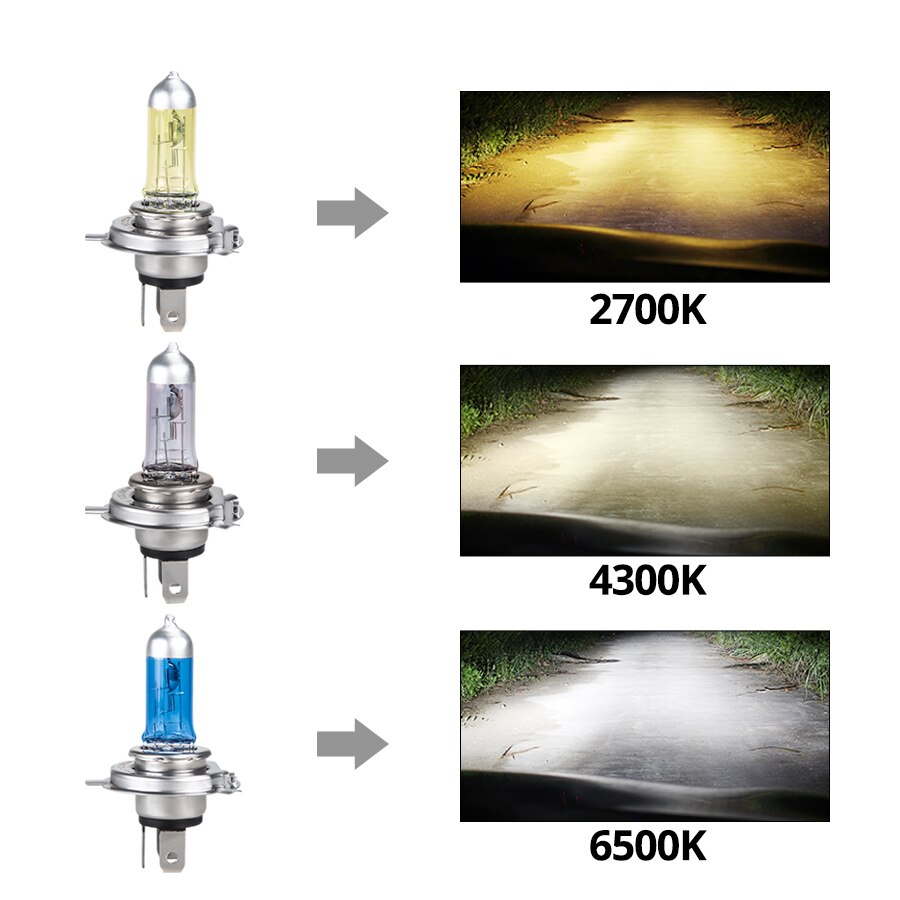 Moto Light H4 H7 Auto Halogen Bulb Lamp 12V 55W 100W Quartz Glass Motorcycle Headlight Lamp 2700K 4300K 6500K Auto Fog Lights