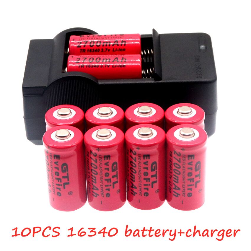 2700Mah Oplaadbare 3.7V Li-Ion 16340 Batterijen CR123A Batterij Led Zaklamp Travel Wall Charger Voor 16340 CR123A Batterij: Black