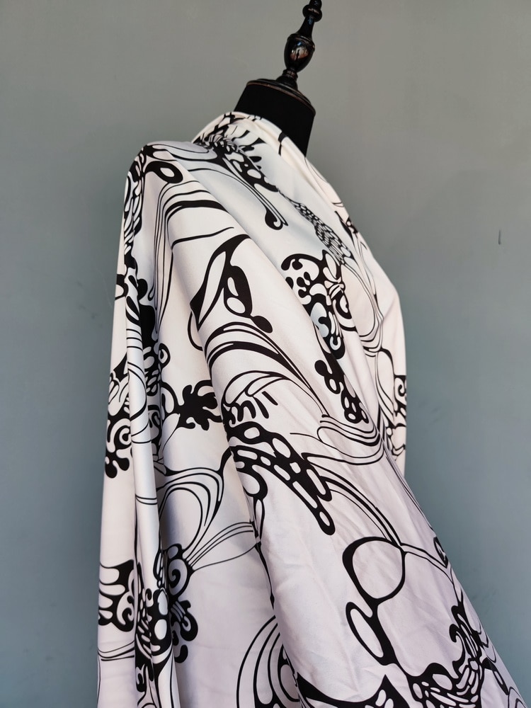 Tela de seda pura charmeuse, tela de seda negra y blanco, tela elástica de seda multicolor, tela escocesa de doble palacio, vestido