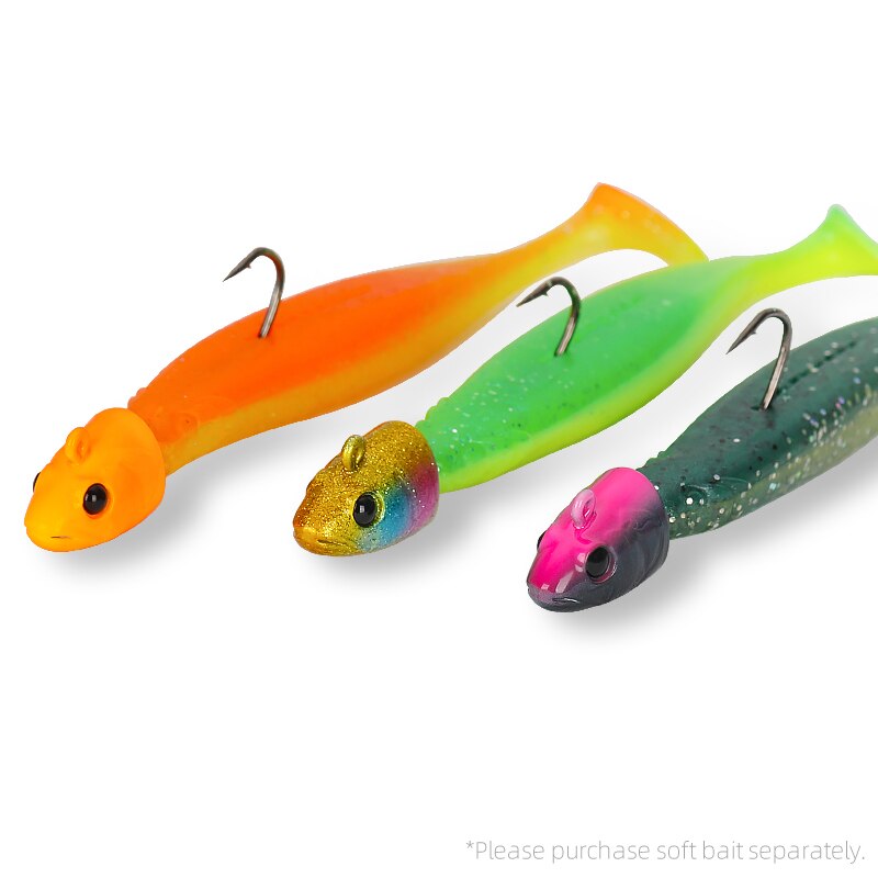 TSURINOYA-anzuelos de cabeza plomada de 11g y 14g, señuelo suave para pesca en aguas profundas, aparejos de Metal, accesorios de pesca