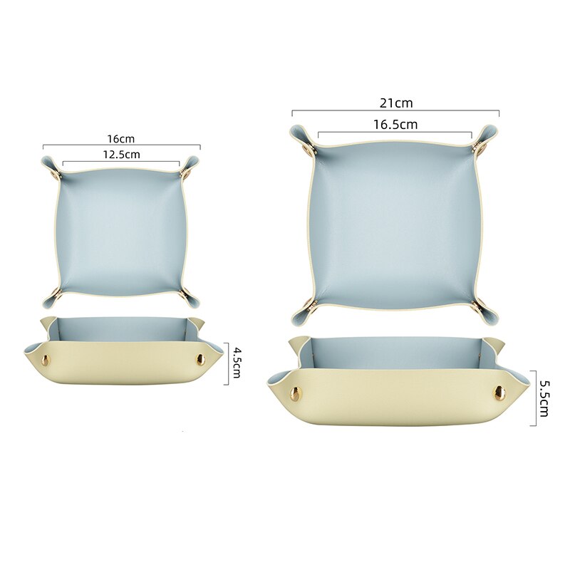 nordisch Stil Faux Leder Ablage Kasten Multi-zweck Druckknopf Schmuck Kosmetik Schlüssel Platte Platz Schreibtisch Organisation