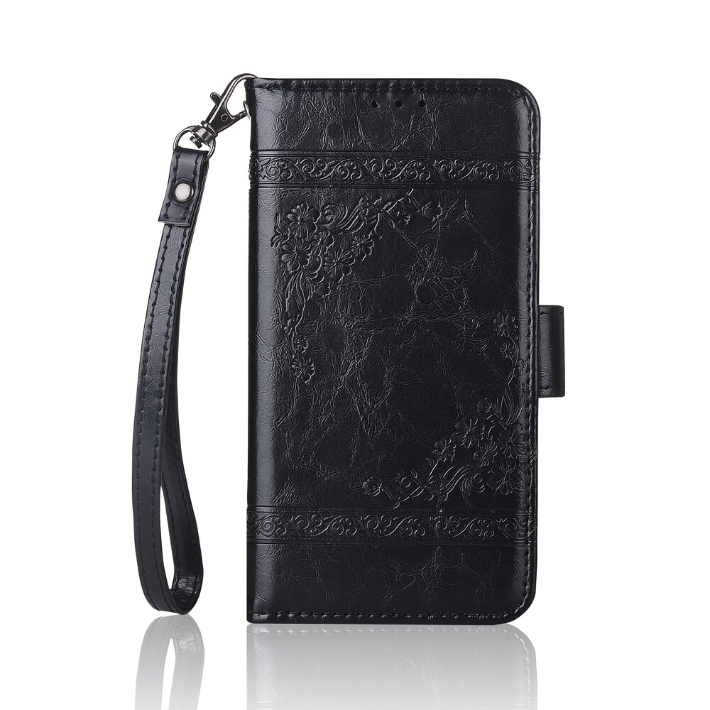 3D Flower Flip Leather Case for Huawei Y6s JAT-LX3 JAT-L29 JAT-LX1 JAT-L41 Y6 S Case Phone Case Cover: Oil-Black