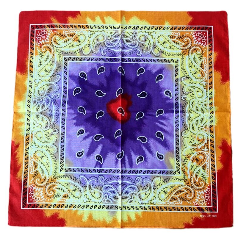 Multicolor Cotton Tie Dye Bandana Head Wraps Rainbow Swirl Paisley Floral Print Square Scarf Women Men Neck Wrist Band: 1
