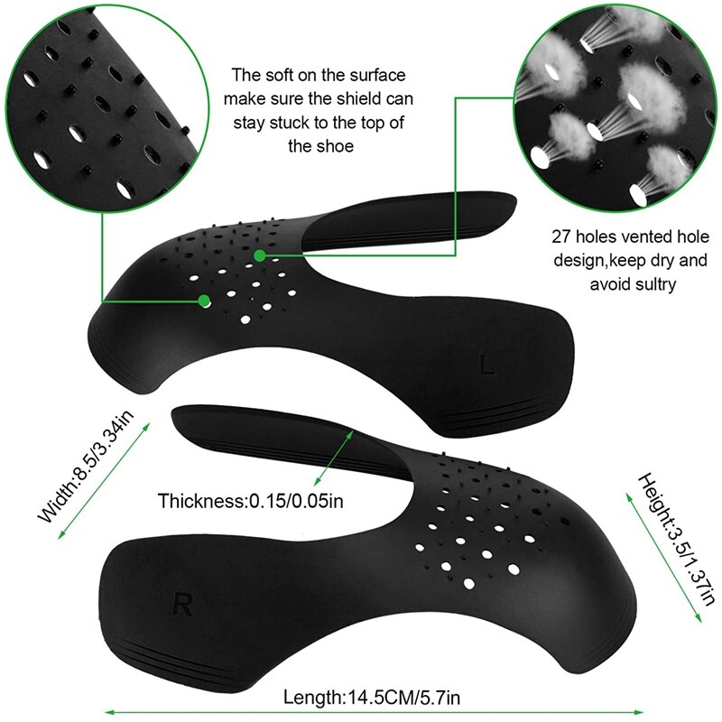 Protector de pliegues para zapatos, antiarrugas, soporte para la punta del pie, Protector ligero para mantener las zapatillas, 2 piezas