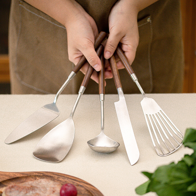 Cuchara de cocina de acero inoxidable 304, espátula para freír, pala para pastel de nuez, espátula para pastel, cuchillo, utensilios de cocina, cucharón para sopa