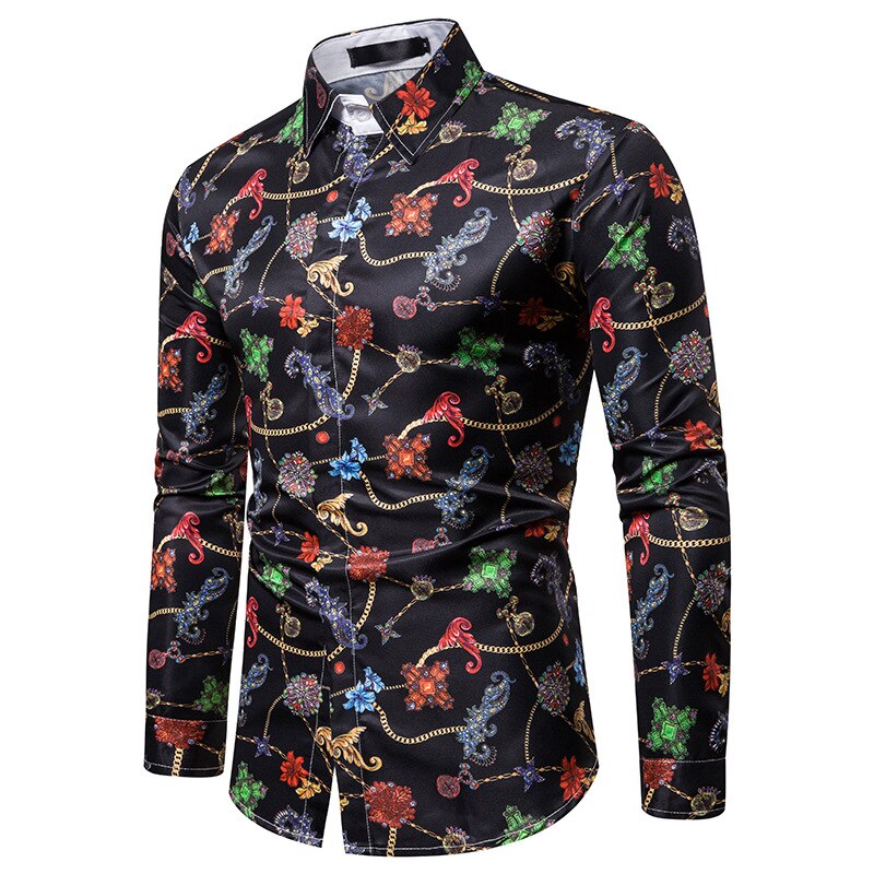 3d tryckta animal tiger herrskjortor casual långärmad camisa social shirt herr camisa hombre hip hop streetwear: C529 / Xxxl