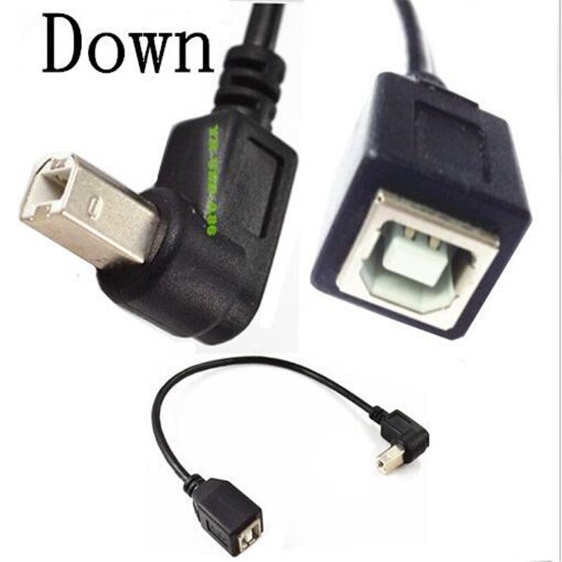 USB Printer Scanner Kabel 25cm USB 2.0 B Mannelijk naar B Vrouwelijke Printer Scanner Verlengkabel Up Down Rechts links Schuin 90 Graden