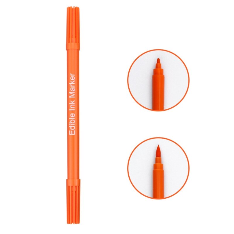 Y8AB Lebensmittel Klasse Zuckerguss Dekorieren Stift Mittagessen Verpackung Kuchen Kasten Lebensmittel Färbung Marker Dual-Gekippt Stifte freundlicher DIY: Orange