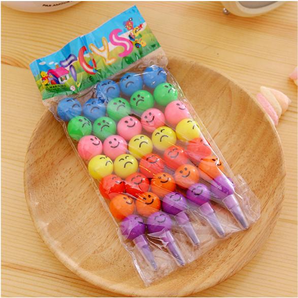 [4Y4A] 50pcs/Lot 7colors Smiley Crayons Candied Crayons Children art student safety and environmental stationery: Default Title