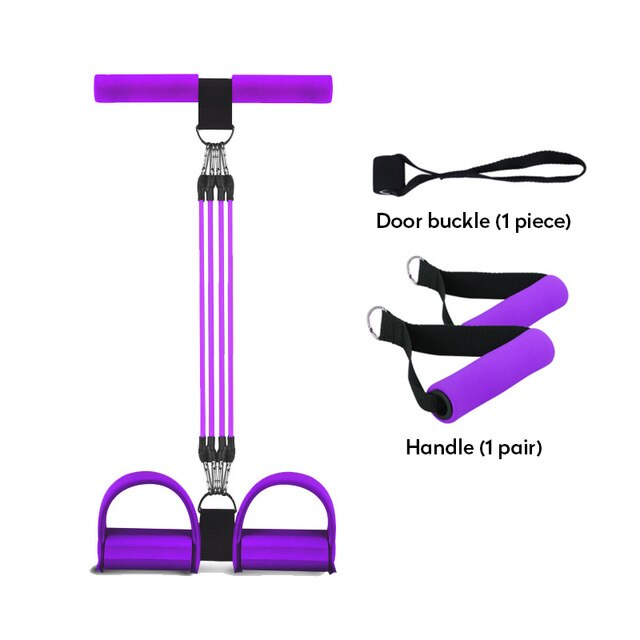 4 Buis Weerstand Elastische Pull Touwen Exerciser Roeier Buik Weerstand Band Home Gym Sport Training Elastiekjes Voor Fitness: 4 tube purple