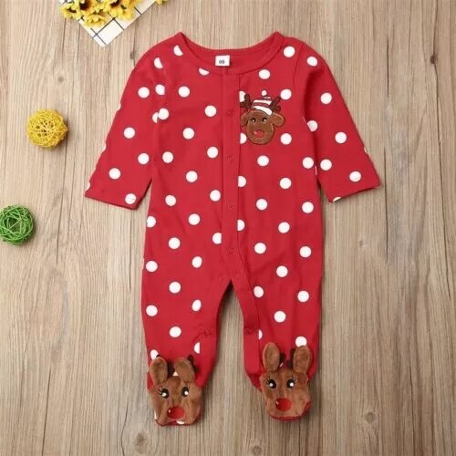Weihnachten Baby-Karosserie Mädchen Kleidung Gedruckt Lange Hülse Einteiliges Weihnachten Strampler Neugeborene Gesamt Kleinkind Outfits