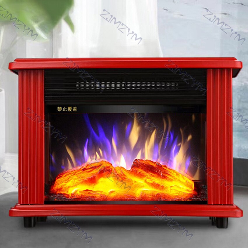 1800W Vertical Home Retro Electric Heater Simulation Flame Type Heaters Office Electric Heaters 3D Electric Fireplace 220V