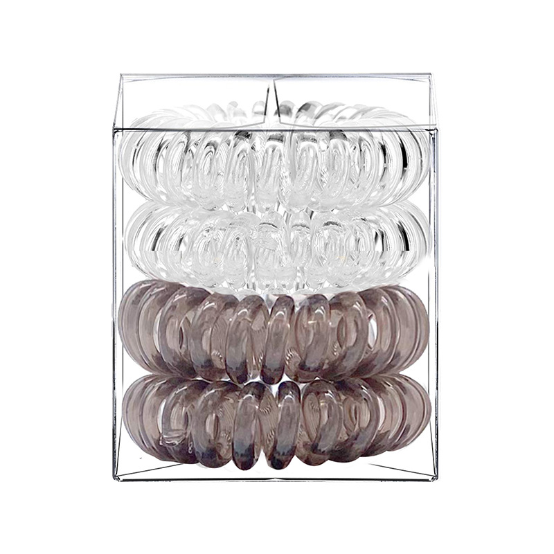 4 Pcs/Box Telephone Wire Elastic Hair Rubber Bands Transparent Spiral Hair Ties Rings Gum for Women Girls Hair Accessories: 6