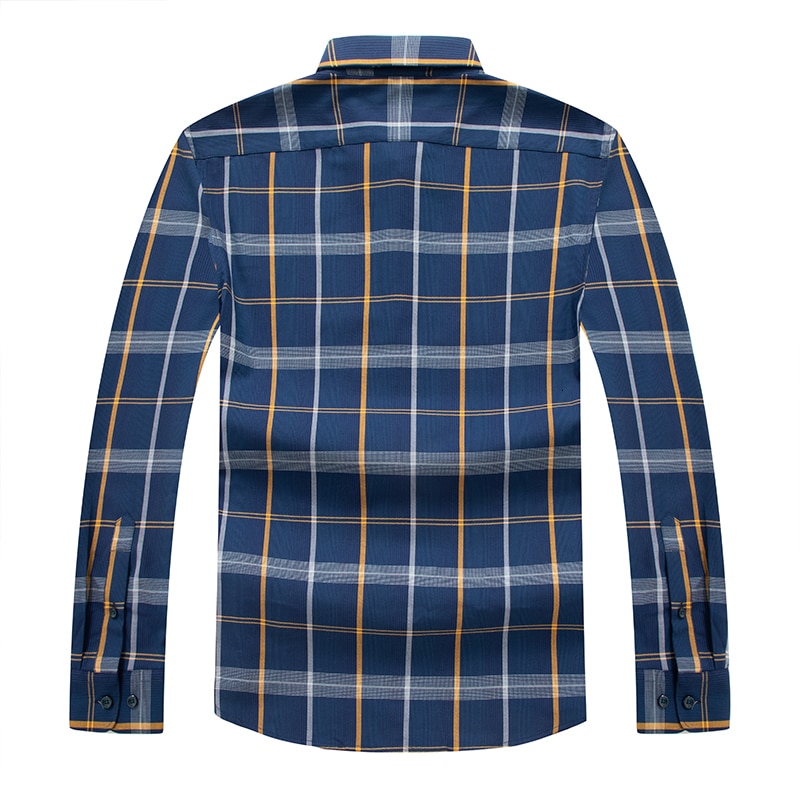 8XL 7XL Plus big size Cotton Oxford Casual Soft Fit Plaid Long Sleeve Dress Shirt Men Spring Retro Style Wear Shirts Blouse Soft