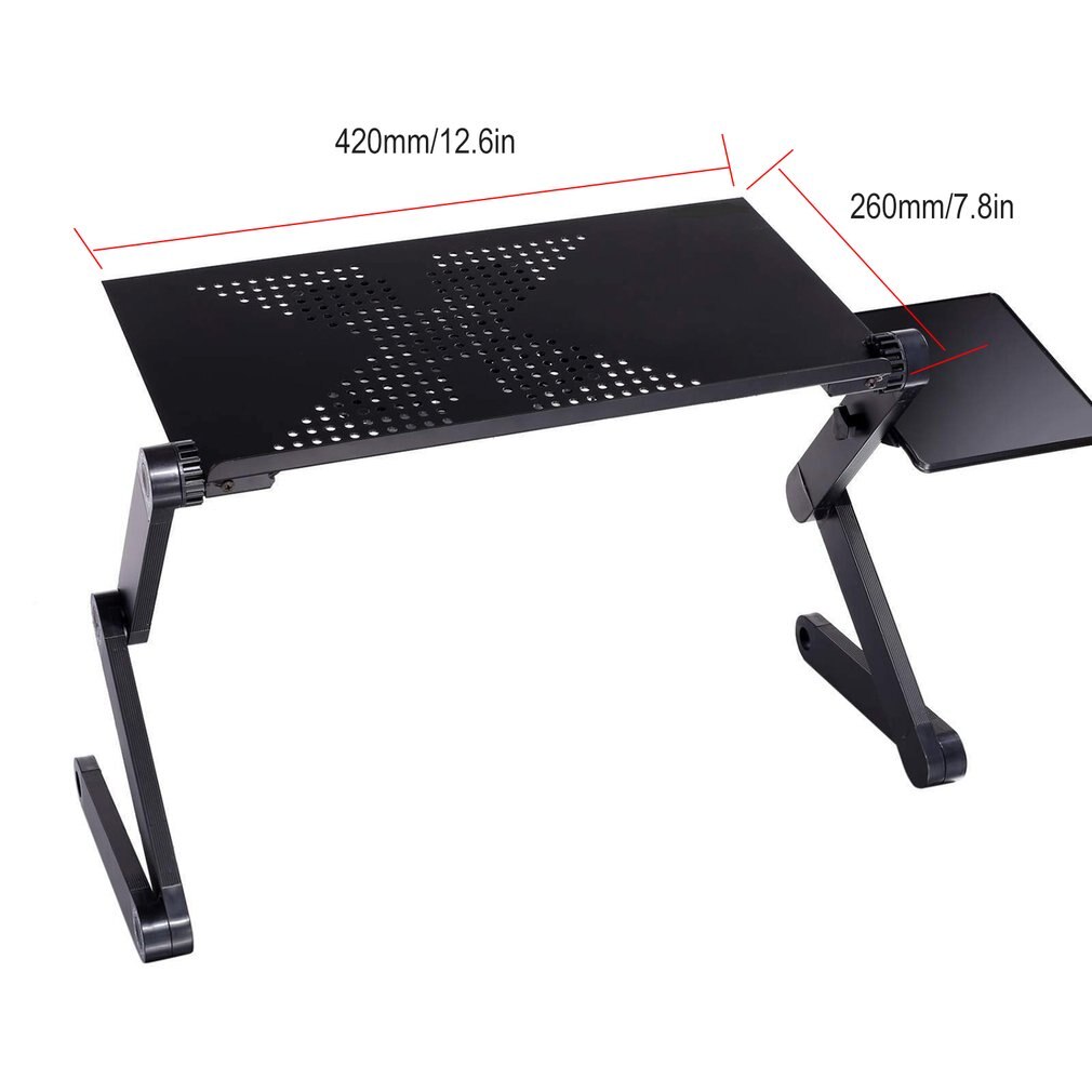 Adjustable Aluminum Laptop Desk Table Ergonomic TV Bed Lapdesk Tray PC Notebook Table Desk Stand With Cooling Fan Mouse Pad