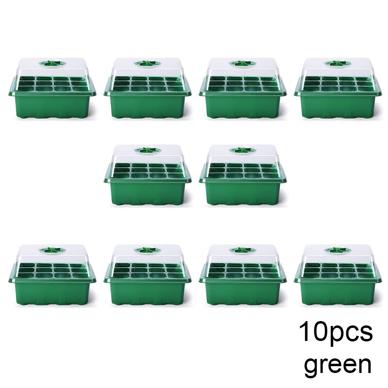 12-Hole Plant Nursery Pot Greenhouse Breeding Box Plant Flower Planter Box Propagation Gardening Planting Start Germination Box: 10PCS Green