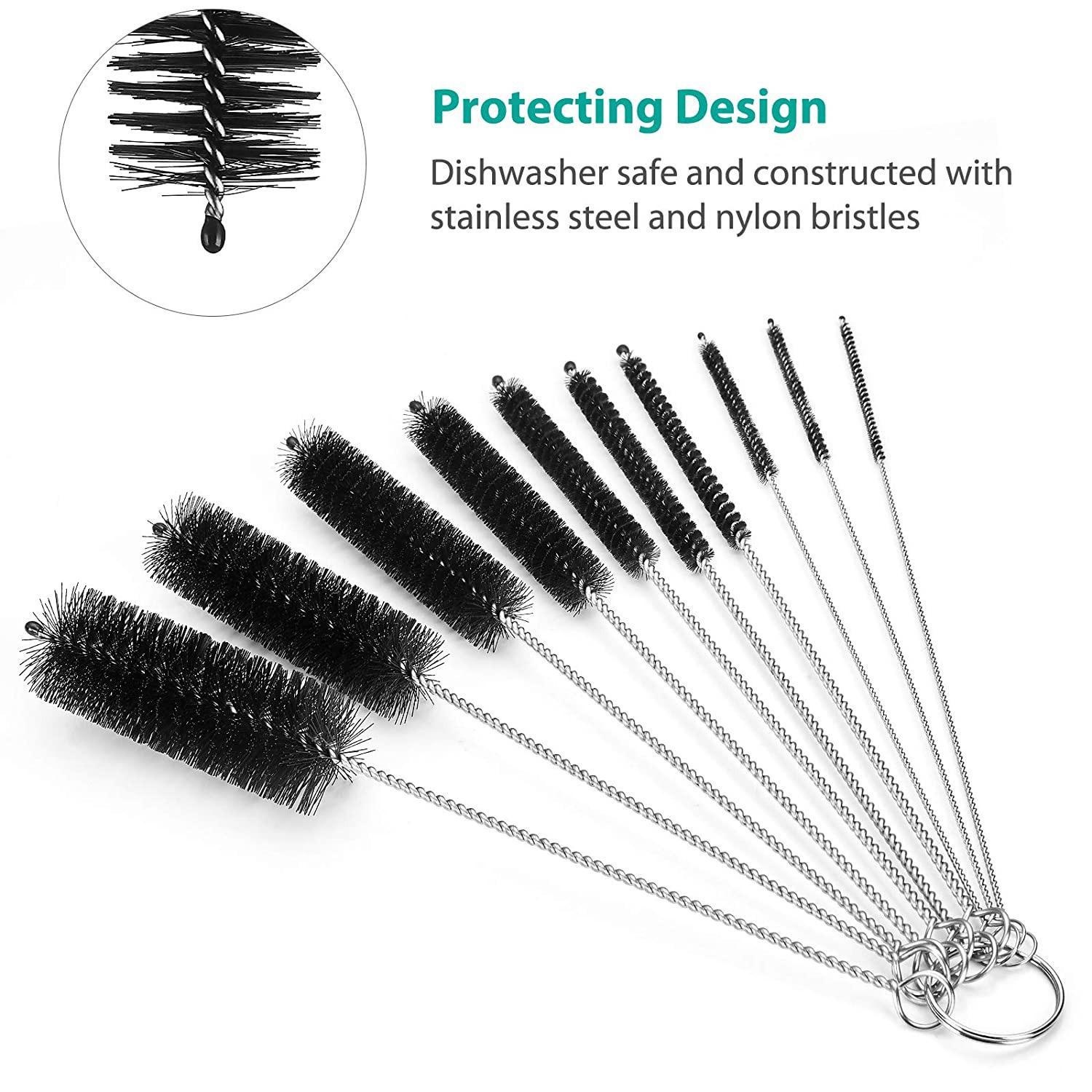 10 Teile/satz Multifunktionale Tragbare Edelstahl Haushalt Flasche Pinsel Reiniger Glas Waschen Rohr Reinigung Pinsel Set