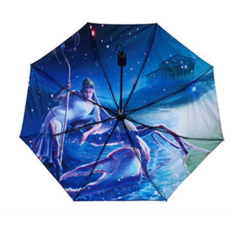 YADA 12 Constellation Pattern Folding Rainy Umbrella Anti-UV Rainproof Sun Protection Parasol Umbrellas Female YS015: Cancer