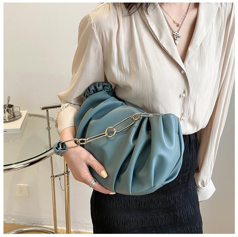 Swdf Dikke Ketting Cloud Tas Retro Onderarm Zak Zachte Vouw Tas Vrouwelijke Knoedel Tas Koeienhuid Lederen Clutch handtas