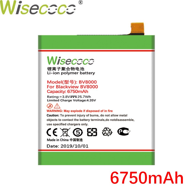 WISECOCO バッテリー Blackview BV6000 BV6800 BV7000 BV8000 BV9000 電話最新の生産高品質の新バッテリー + トラッキングコード: BV8000 6750mAh