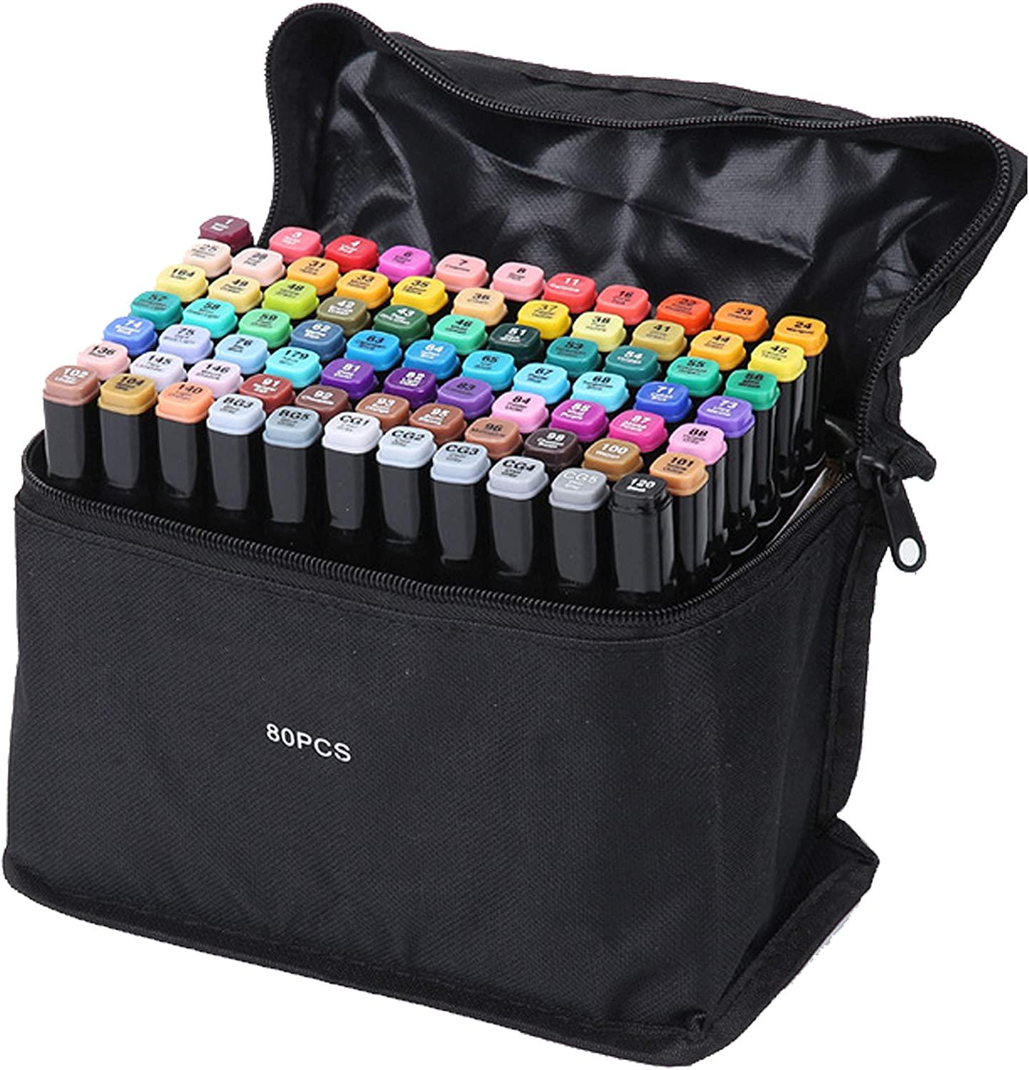 80 Kleuren Dual Tip Art Markers Met Beitel Punt Permanente Marker Voor Schilderen Pennen Studenten Schoolbenodigdheden