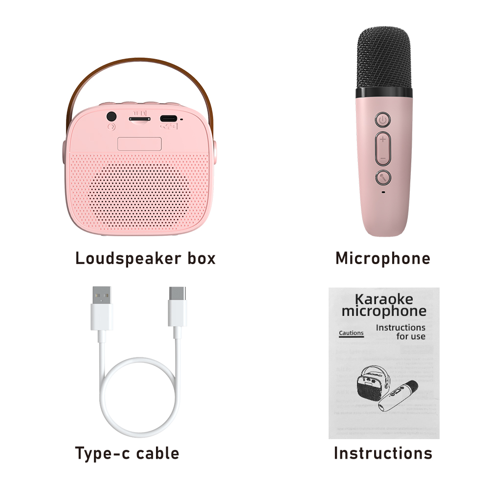Luidsprekermicrofoons Bluetooth Karaoke-machine Miniluidspreker 5.3 PA-systeem Draagbare Bluetooth-luidspreker met draadloze microfoon voor thuis