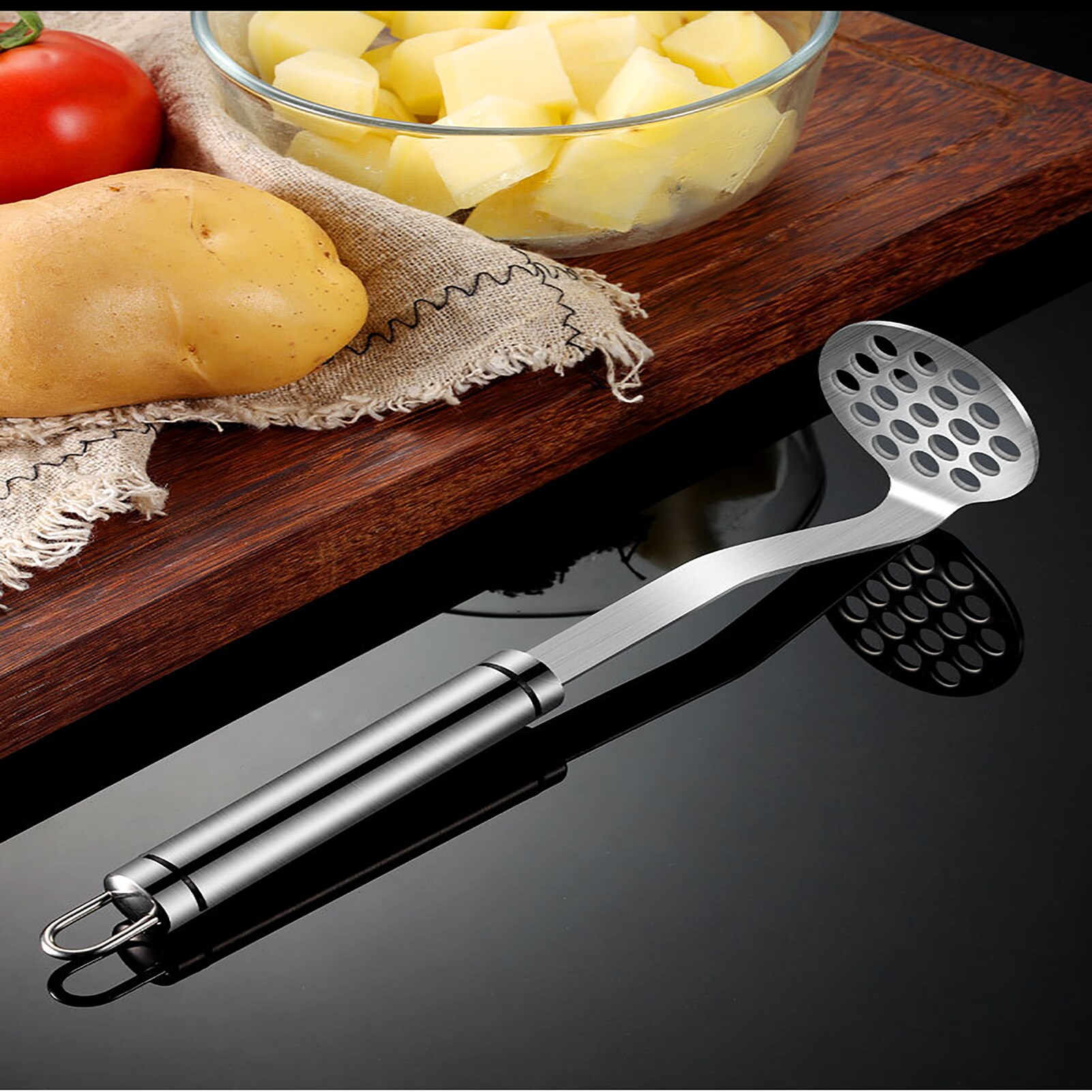 Mashed Potato Masher Stainless Steel Manual Mud Tool Fruit Tomato Potato Chip Mud Cutter Kitchen Fruit Vegetable Ricer Tools