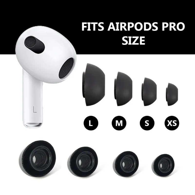 Replacement in-Ear Earplugs for Apple AirPods Pro 1st 2nd Protector for Earphone Soft Silicone Eartip Earbuds Cap S/M/L Black