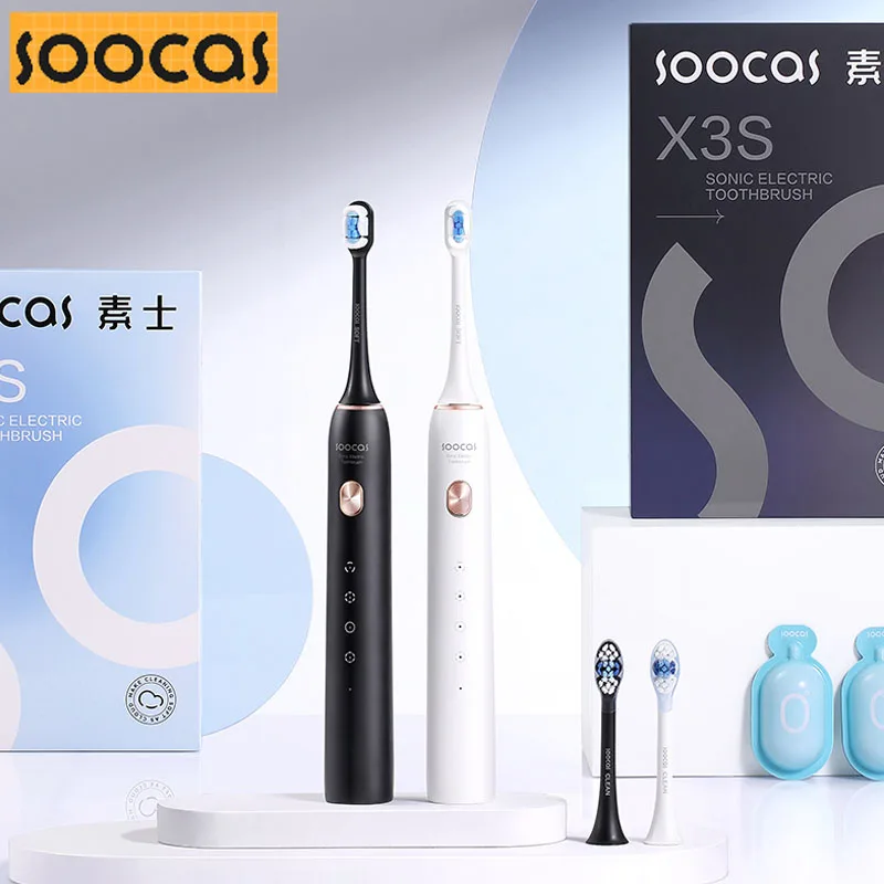 SOOCAS X3S Elektrische Schallzahnbürste, IPX8, wasserdicht, 180 Tage Akkulaufzeit, Ultraschall-Zahnbürste, ultraweiche Borstendüsen