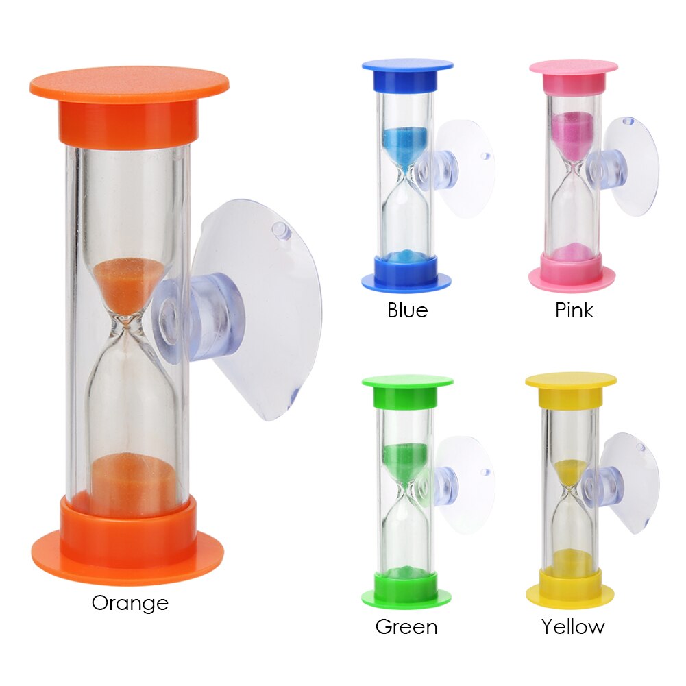 2min Plastic Hourglasses+Suction Cup Sand Handmade Fine Workmanship Plastic Sandglass Timer Children Time Unique Toys