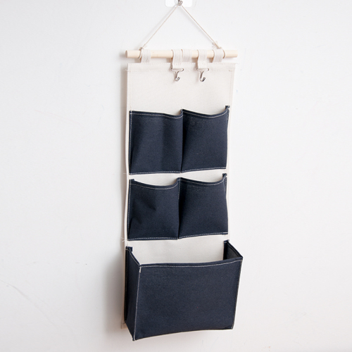 Bolsa de almacenamiento montada en la pared, organizador colgante de 6 bolsillos para guardar artículos diversos, juguetes y cosméticos: 5 Pocket Blue