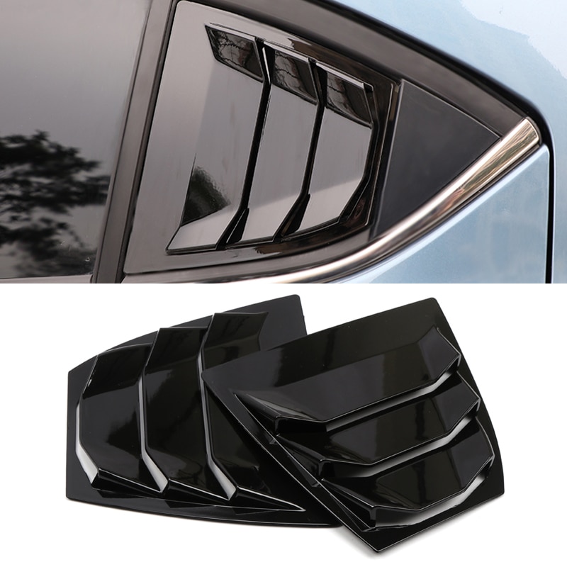 Auto Styling 2 Stuks Abs Shiny Zwart Achterruit Lamellen Luiken Cover Trim Voor Mazda 3 Axela Accessoires
